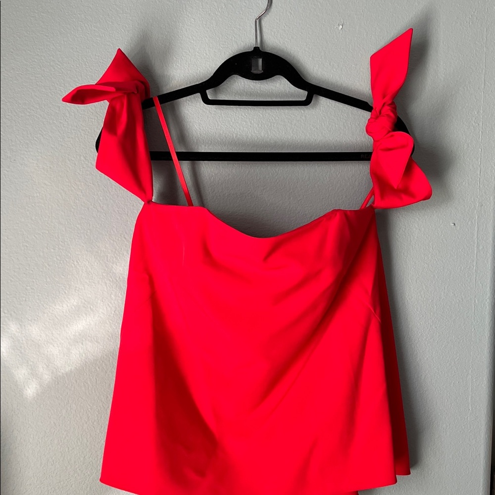 Milly Vibrant Red Bow-Shoulder or off the shoulder Sleeveless Top. Worn once.